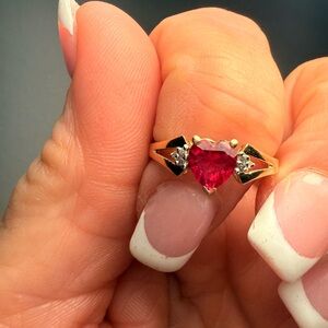 Heart-Shaped Red and 10kt Gold Ring